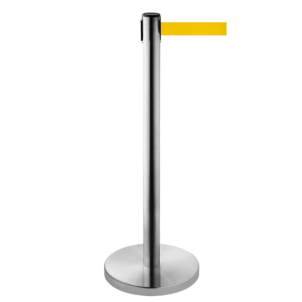 Produktabbildung: RS-GUIDESYSTEMS® Gurt-Absperrpfosten, Edelstahl, Gurtbreite 50 mm, gelb, 4,0 m