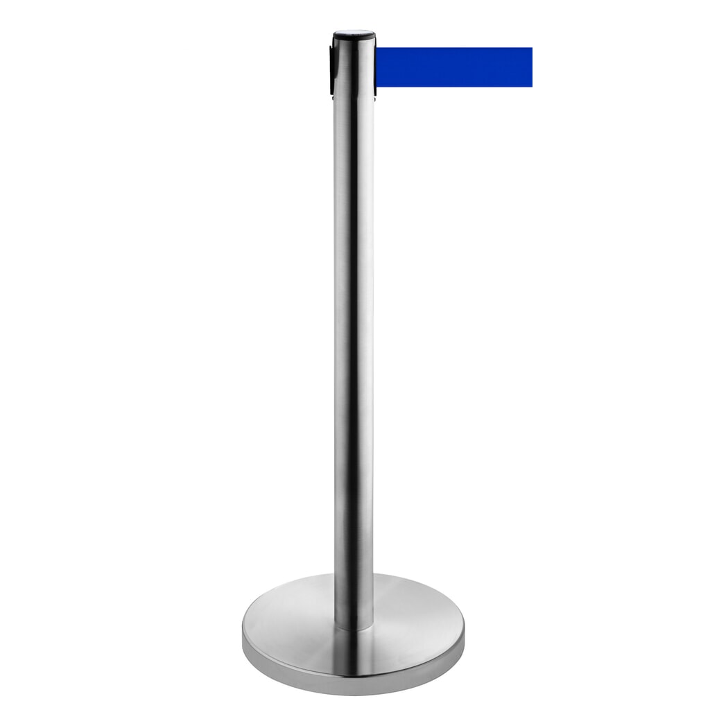 RS-GUIDESYSTEMS® Gurt-Absperrpfosten, Edelstahl, Gurtbreite 50 mm, blau, 4,0 m Produktabbildung: RS-GUIDESYSTEMS® Gurt-Absperrpfosten, Edelstahl, Gurtbreite 50 mm, blau, 4,0 m