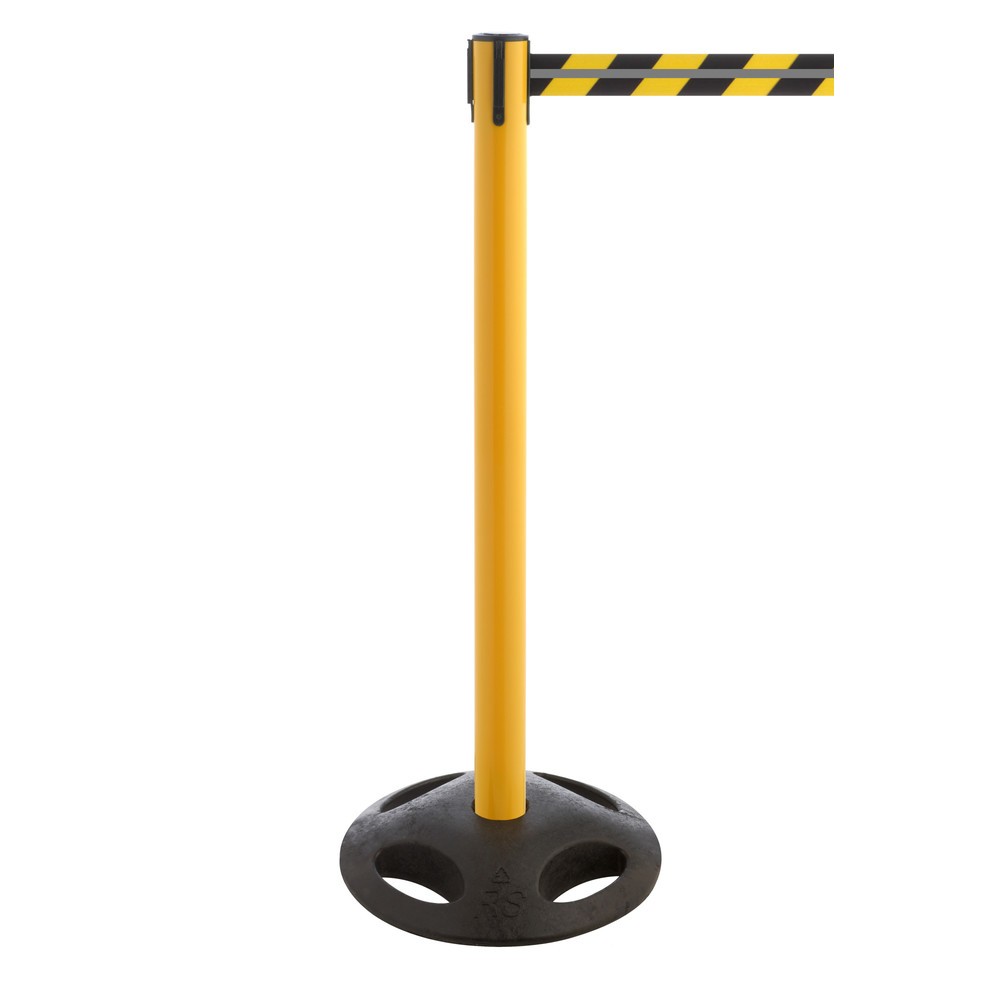 Produktabbildung Nr. 1: RS-GUIDESYSTEMS® Gurt-Absperrpfosten GLA 25-E REFLECTO, Länge 3,5 m, Breite 50 mm, Pfosten gelb, Gurt schwarz/gelb