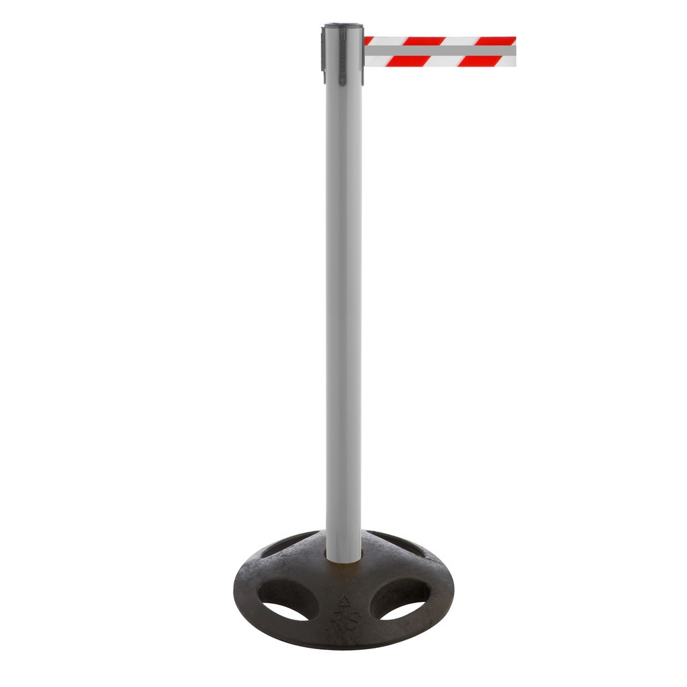 Produktabbildung Nr. 1: RS-GUIDESYSTEMS® Gurt-Absperrpfosten GLA 25-A REFLECTO, Länge 3,5 m, Breite 50 mm, Pfosten anthrazit, Gurt rot/weiß