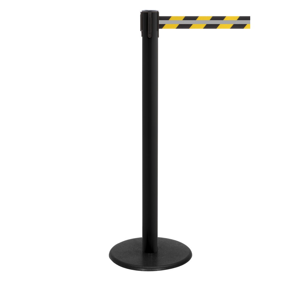 Produktabbildung Nr. 1: RS-GUIDESYSTEMS® Gurt-Absperrpfosten GLA 28-J REFLECTO, Länge 2,3 m, Breite 50 mm, Pfosten schwarz, Gurt schwarz/gelb