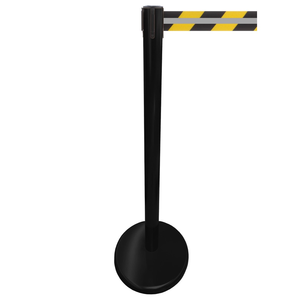 Produktabbildung Nr. 1: RS-GUIDESYSTEMS® Gurt-Absperrpfosten GLA 45-J REFLECTO, Länge 2,3 m, Breite 50 mm, Pfosten schwarz, Gurt schwarz/gelb