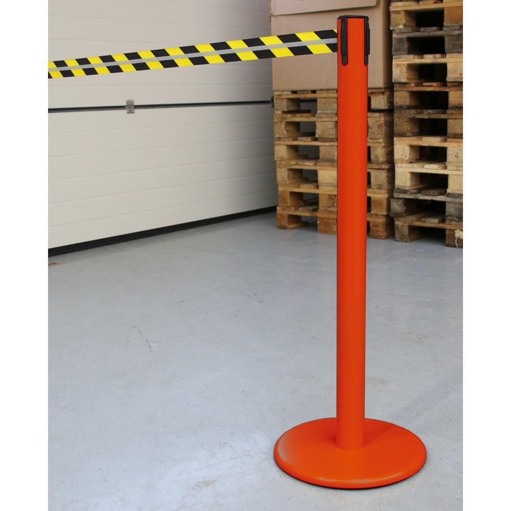 Produktabbildung Nr. 4: RS-GUIDESYSTEMS® Gurt-Absperrpfosten GLA 45-D REFLECTO, Länge 3,5 m, Breite 50 mm, Pfosten rot, Gurt schwarz/gelb