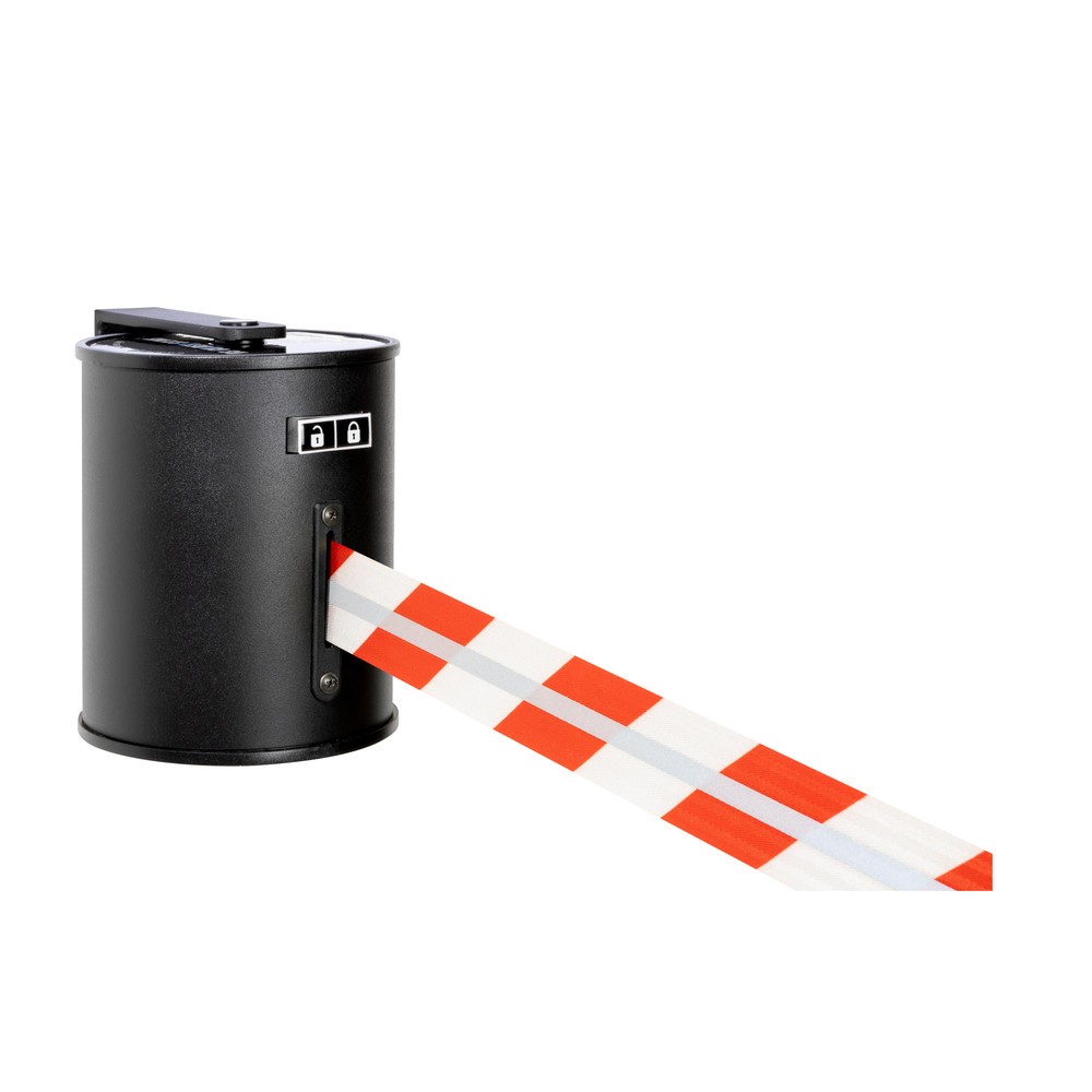 Produktabbildung Nr. 1: RS-GUIDESYSTEMS® Gurtkassette GLW 1800 REFLECTO, Wandmontage, Länge 18 m, Breite 50 mm, Gehäuse schwarz, Gurt rot/weiß