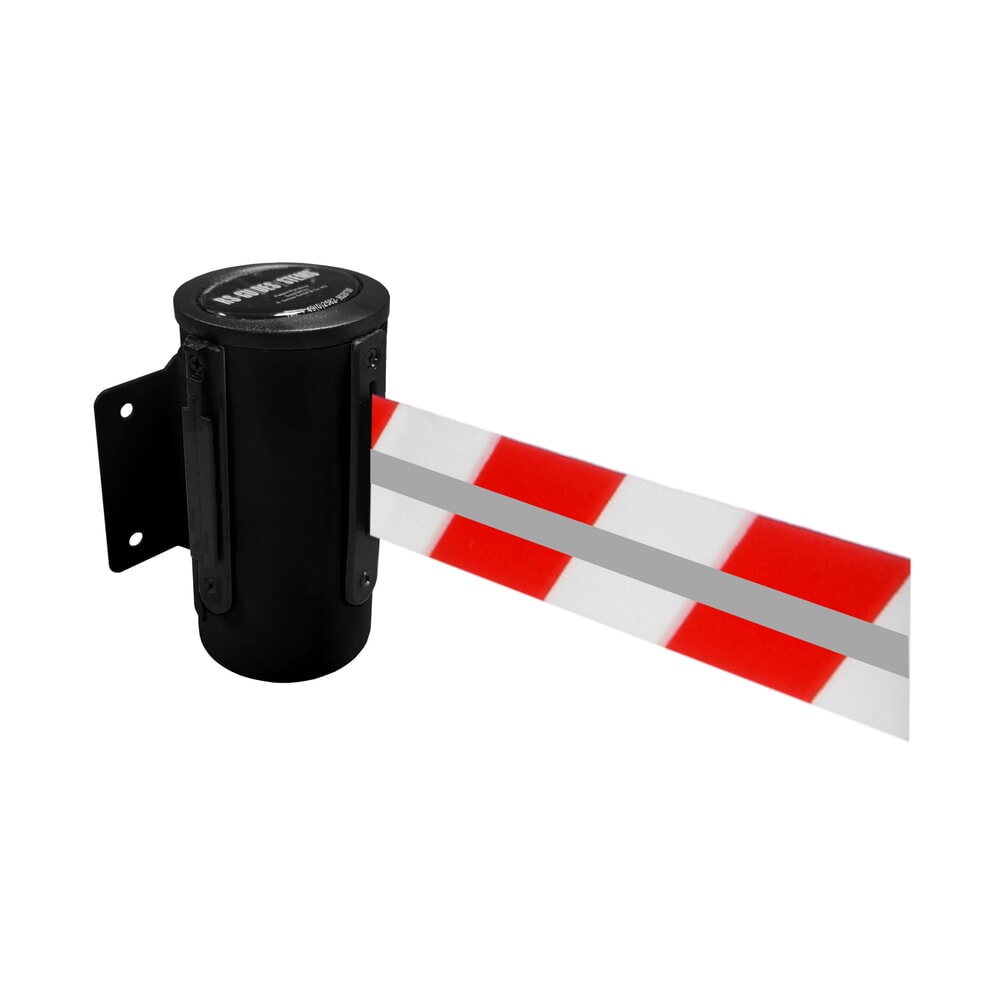 Produktabbildung Nr. 1: RS-GUIDESYSTEMS® Gurtkassette GLW 25-J REFLECTO, Wandmontage, Länge 4 m, Breite 50 mm, Gehäuse schwarz, Gurt rot/weiß