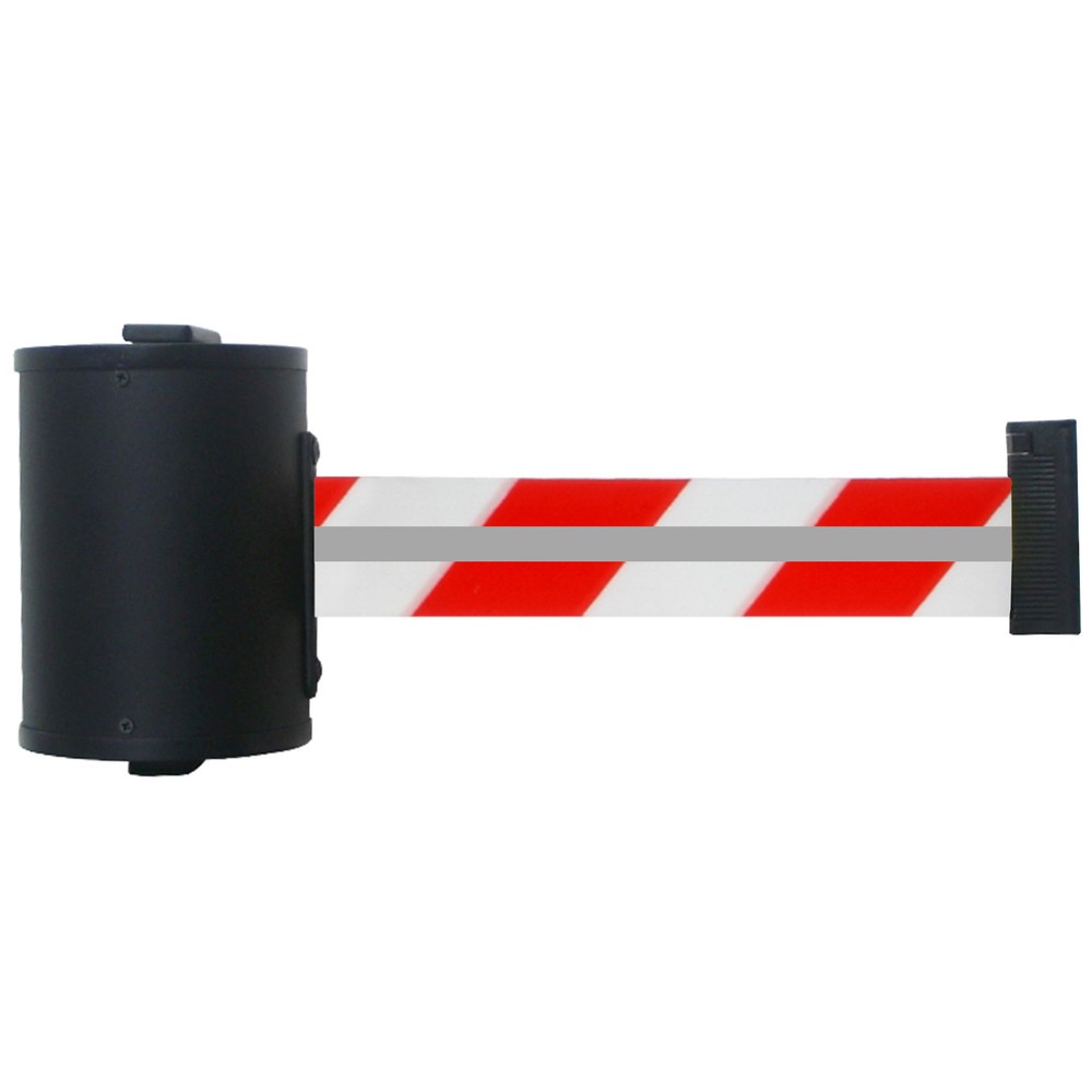 Produktabbildung Nr. 1: RS-GUIDESYSTEMS® Gurtkassette GLW 700 REFLECTO, Wandmontage, Länge 7 m, Breite 50 mm, Gehäuse schwarz, Gurt rot/weiß