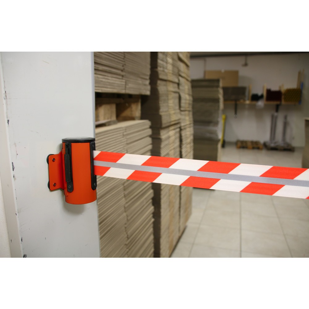 Číslo obrázka výrobku 3: RS-GUIDESYSTEMS® kazeta na pásku GLW 25-D REFLECTO, nástenný montáž, dĺžka 4 m, šírka 50 mm, červené puzdro, červeno-biela páska