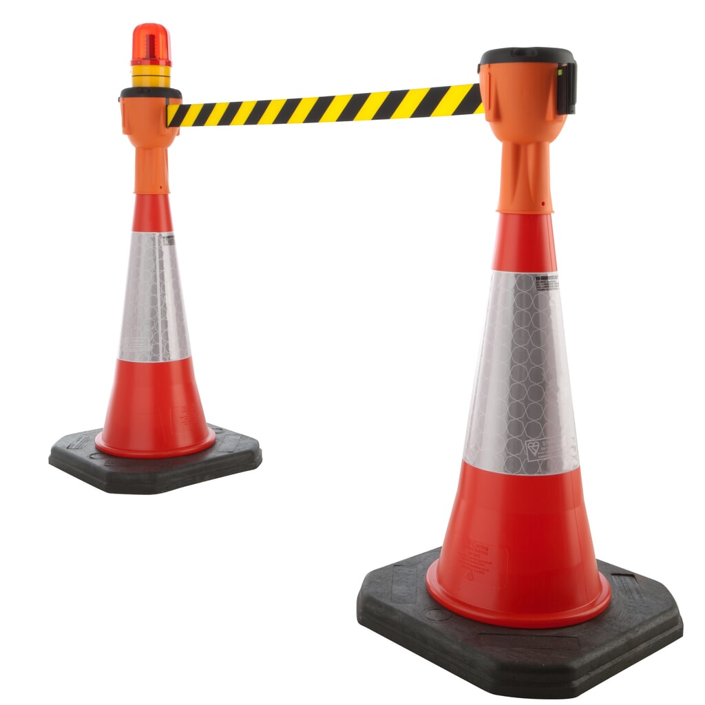 RS-GUIDESYSTEMS® Leitkegel-Aufsatz SK 900, Länge 9 m, Gehäuse orange, Gurt schwarz/gelb Produktabbildung Nr. 2: RS-GUIDESYSTEMS® Leitkegel-Aufsatz SK 900, Länge 9 m, Gehäuse orange, Gurt schwarz/gelb