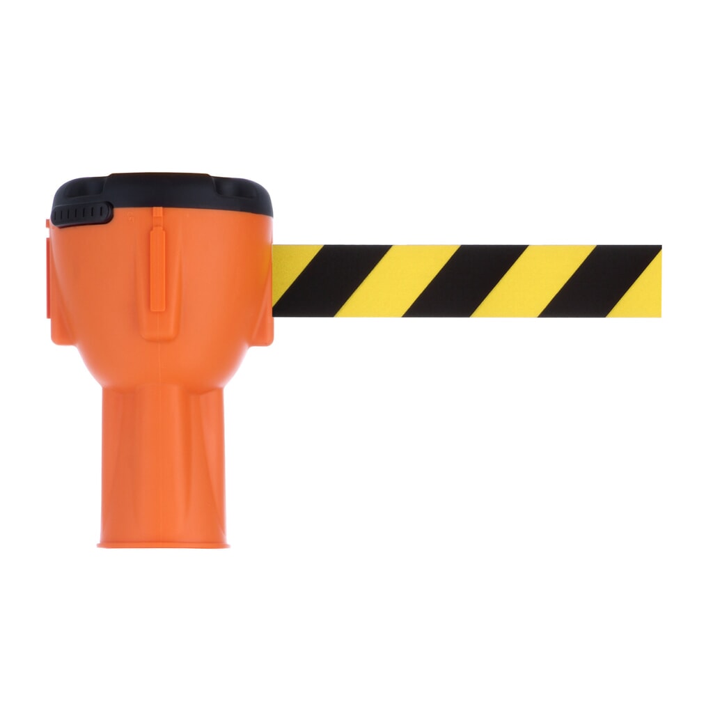 Produktabbildung: RS-GUIDESYSTEMS® Leitkegel-Aufsatz SK 900, Länge 9 m, Gehäuse orange, Gurt schwarz/gelb