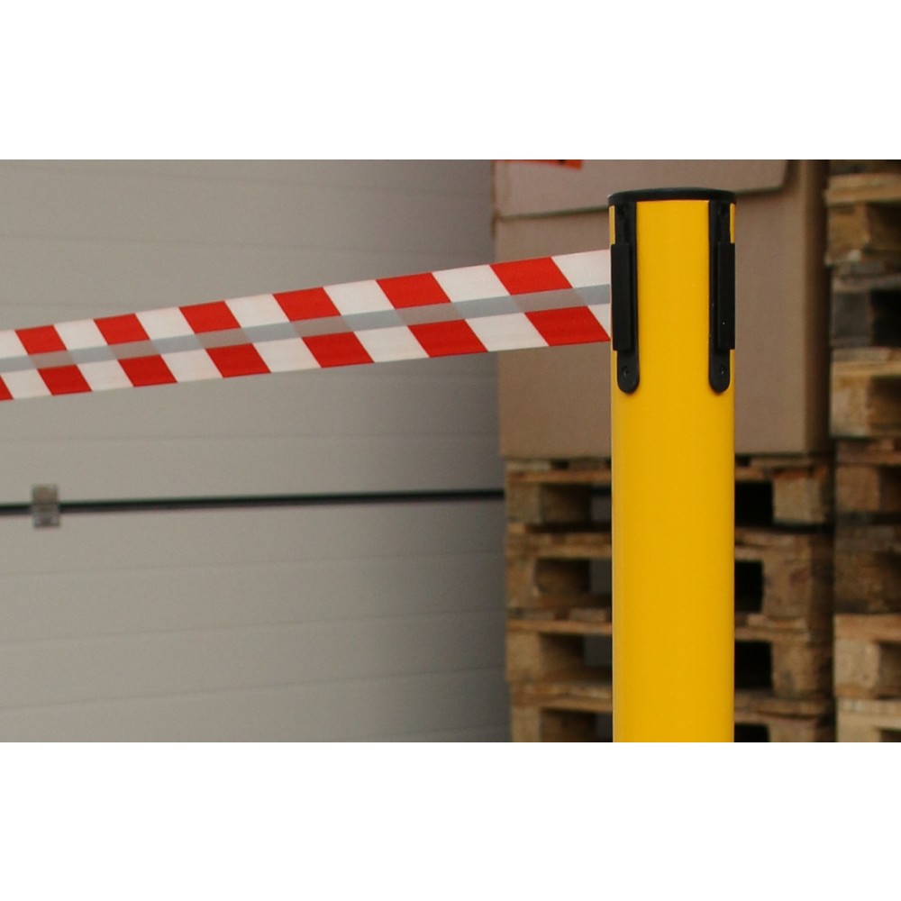Productafbeelding nr. 3: RS-GUIDESYSTEMS® afzetpaal met lint GLA 45-E REFLECTO, lengte 3,5 m, breedte 50 mm, paal geel, lint rood/wit