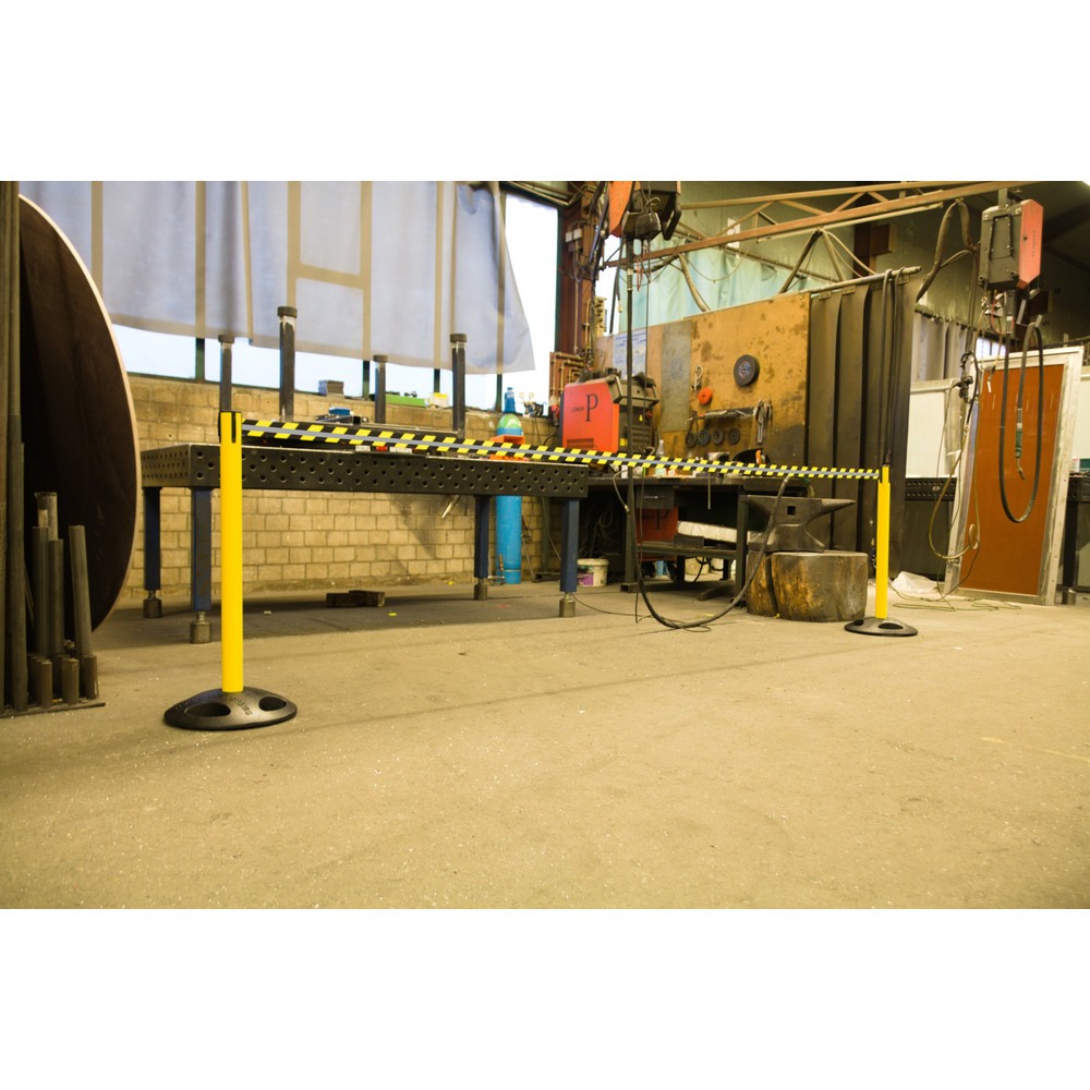 Immagine del prodotto n. 3: RS-GUIDESYSTEMS® Paletto di sbarramento con cinghia GLA 25-E REFLECTO, lunghezza 3,5 m, larghezza 50 mm, paletto giallo, cinghia nera/gialla