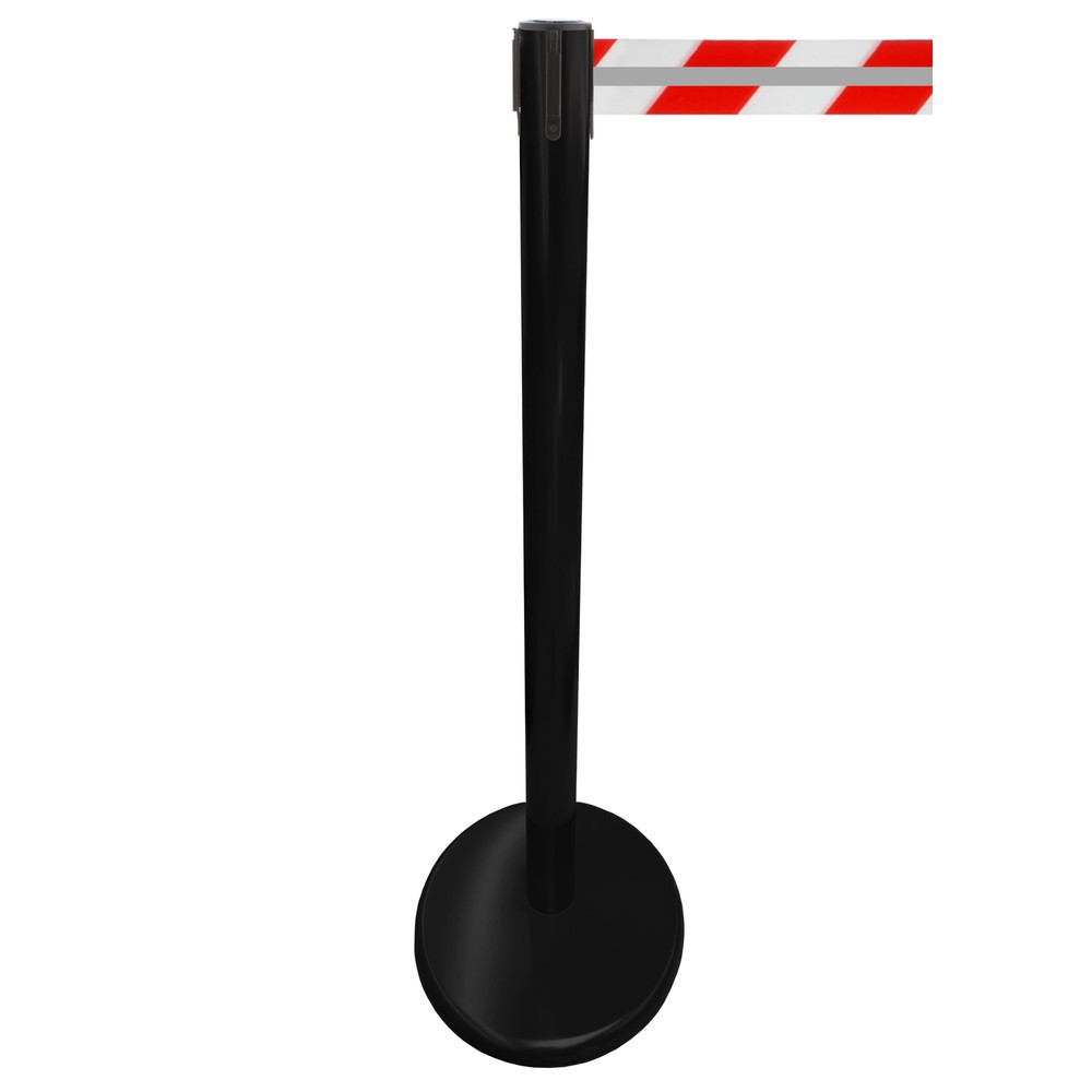 Immagine del prodotto: RS-GUIDESYSTEMS® Paletto di sbarramento con cinghia GLA 45-J REFLECTO, lunghezza 3,5 m, larghezza 50 mm, paletto nero, cinghia rossa/bianca