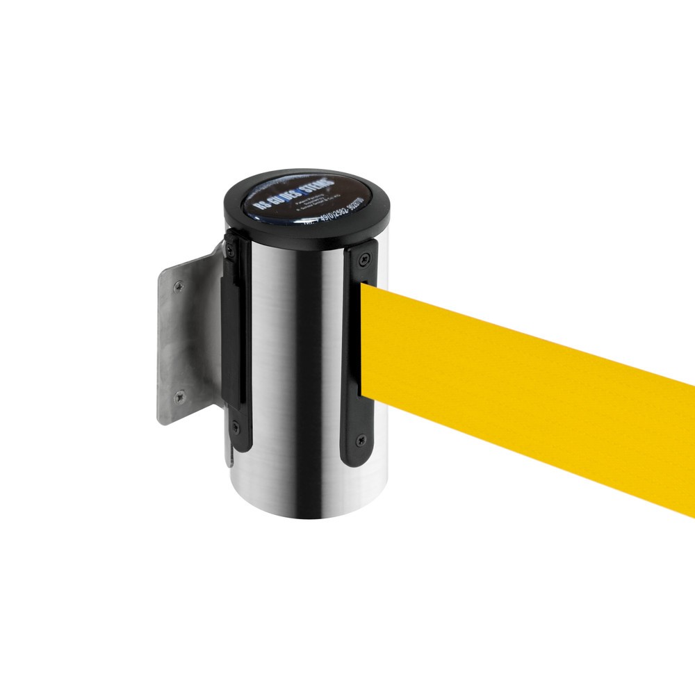 Produktabbildung: RS-GUIDESYSTEMS® Wandgurt, Edelstahl, Auszugslänge 2,3 m, gelb