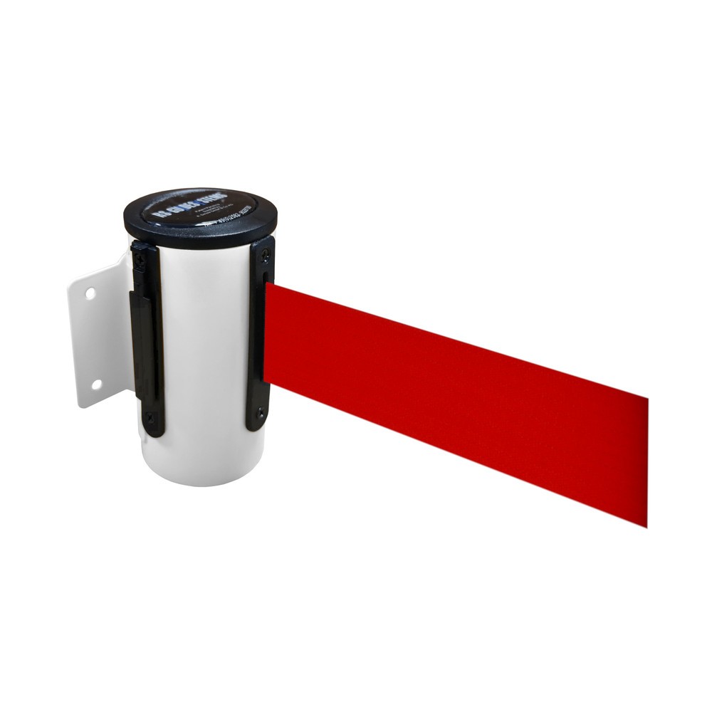 Produktabbildung: RS-GUIDESYSTEMS® Wandgurt-Kassette aus Metall, pulverbeschichtet, Auszugslänge 4 m, weiß, rot