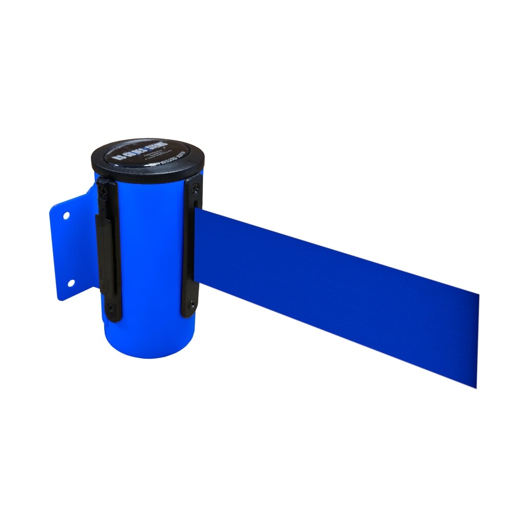 Produktabbildung: RS-GUIDESYSTEMS® Wandgurt-Kassette aus Metall, pulverbeschichtet, Auszugslänge 4 m, blau, blau