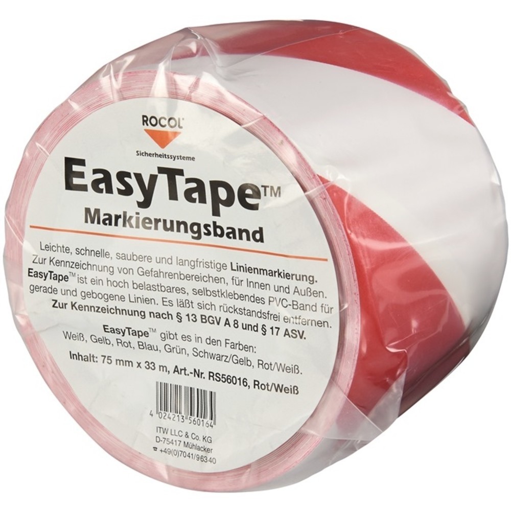 N° de l'image du produit 2 : Ruban de marquage de sol Easy Tape PVC rouge/blanc longueur 33 m largeur 75 mm r