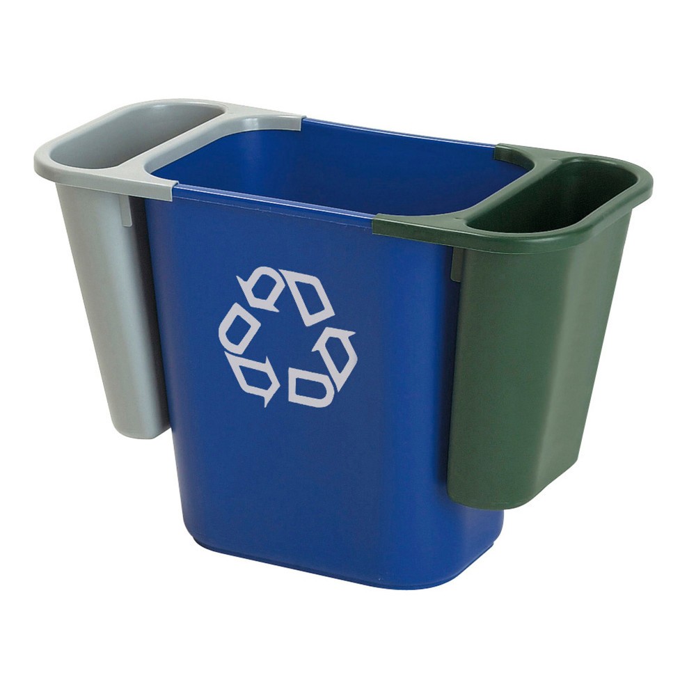 N° de l'image du produit 3 : Rubbermaid® Conteneur à déchets rectangulaire, 26,6 litres, bleu