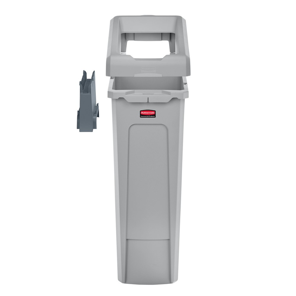 Produktabbildung: Rubbermaid® Slim Jim Recycling-Station Starter-Set, mit Wertstoffsammler 87 Liter, mit offenem Deckel, mit Einrastverbinder