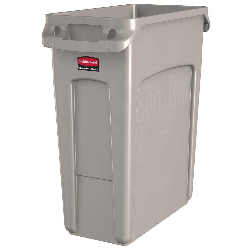 Produktabbildung: Rubbermaid® Slim Jim Wertstoffsammler, mit Luftschlitzen, beige, 60 Liter