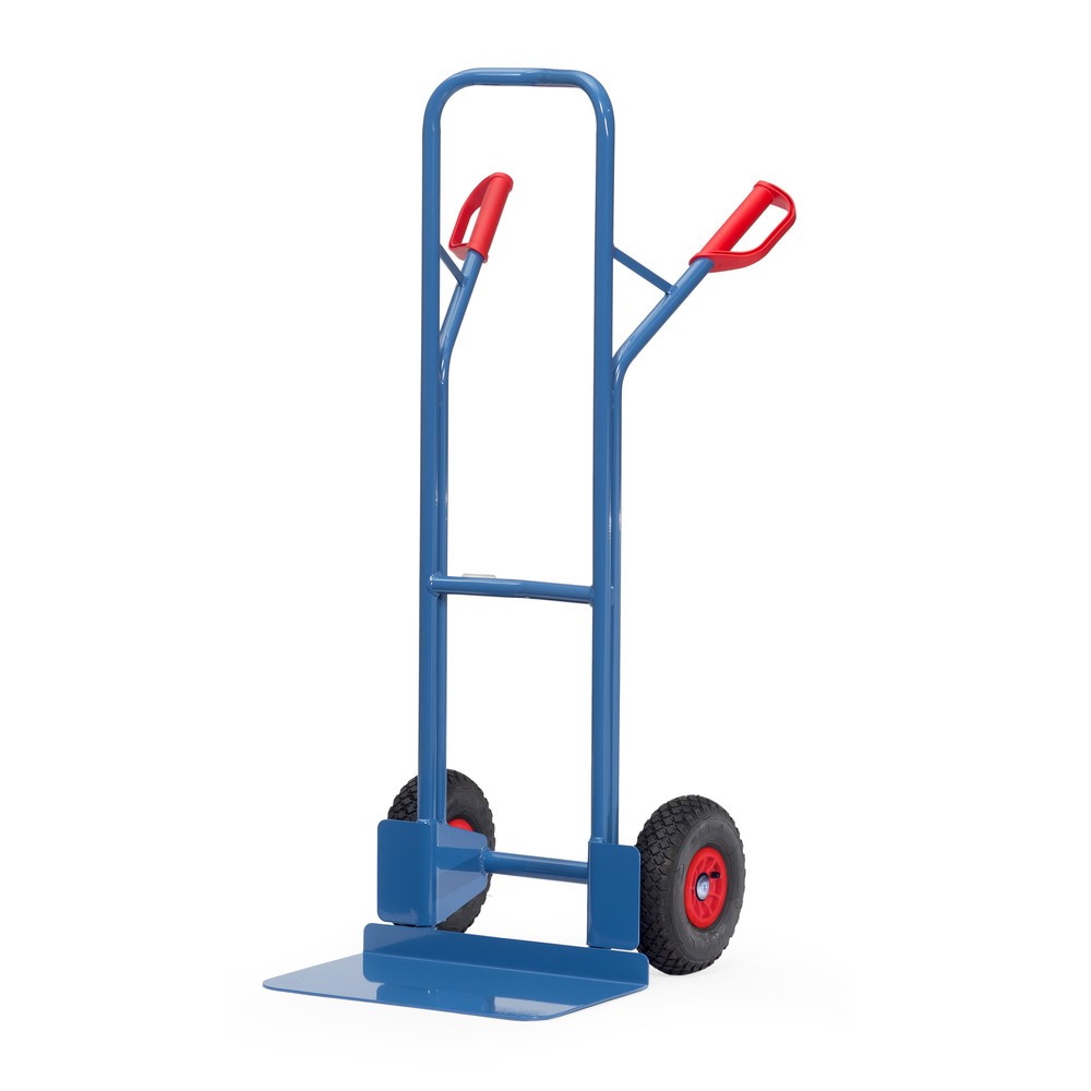 Obrázek produktu: Stohovací vozík fetra®, výška 1 300 mm, nosnost 300 kg, lopata ŠxH 480 x 300 mm, s horní příčnou vzpěrou, vzduchové pneumatiky