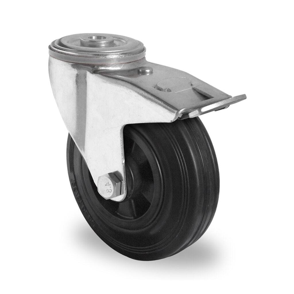 Produktabbildung: Rückenlochlenkrolle mit Totalfeststeller ø 80 mm Serie P4S4 Rollenlager