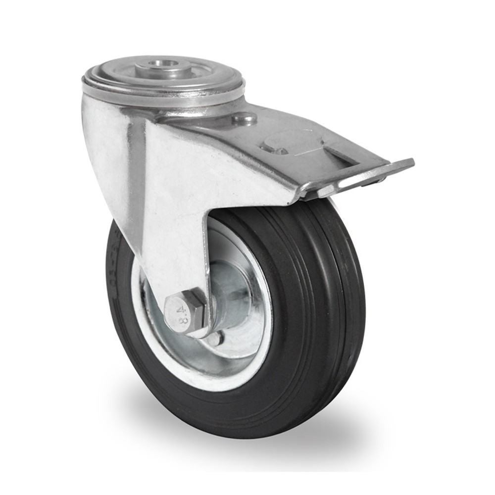 Produktabbildung: Rückenlochlenkrolle mit Totalfeststeller ø 80 mm Serie SWS4 Rollenlager