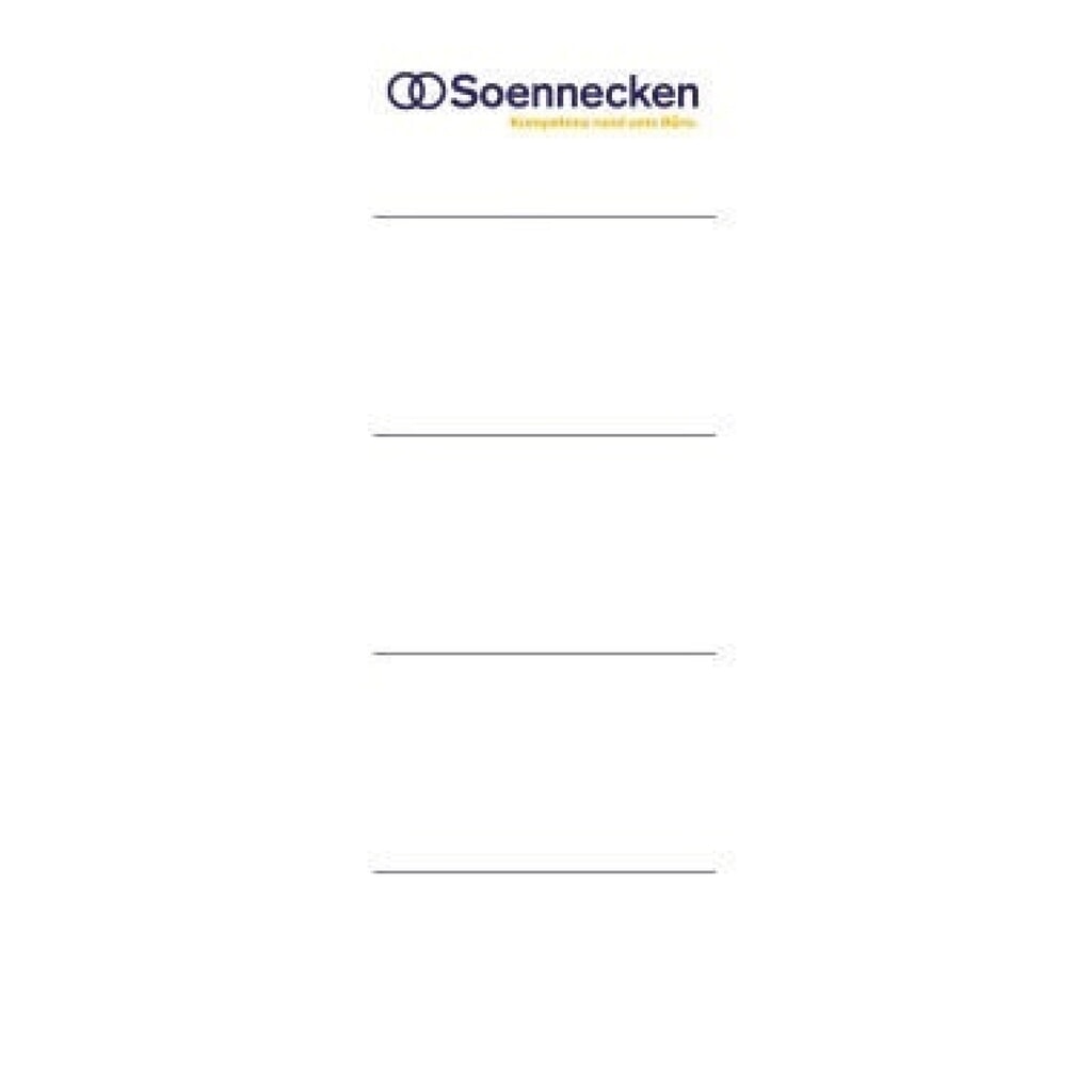 Soennecken Einsteckrückenschild 3372 breit/kurz weiß 10 St./Pack. Produktabbildung: Soennecken Einsteckrückenschild 3372 breit/kurz weiß 10 St./Pack.