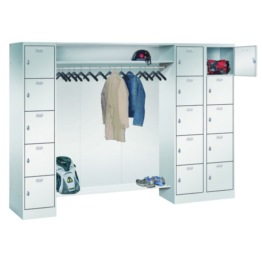 Produktabbildung: Rückwand für PAVOY Schließfachgarderobe mit 15 Ablagestellen, 3x 450 mm
