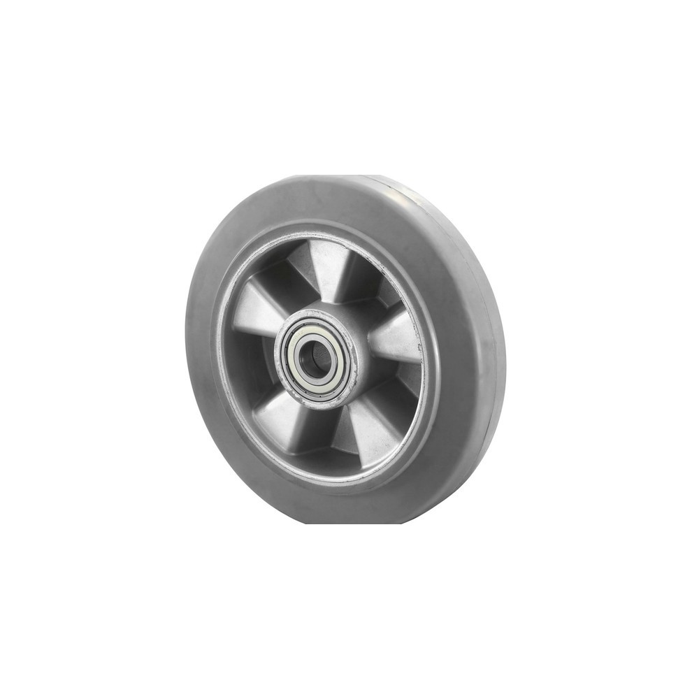 Imagen del producto: Rueda de goma elástica gris, rodamiento de bolas, Ø x ancho 100 x 40 mm, CC 150 kg