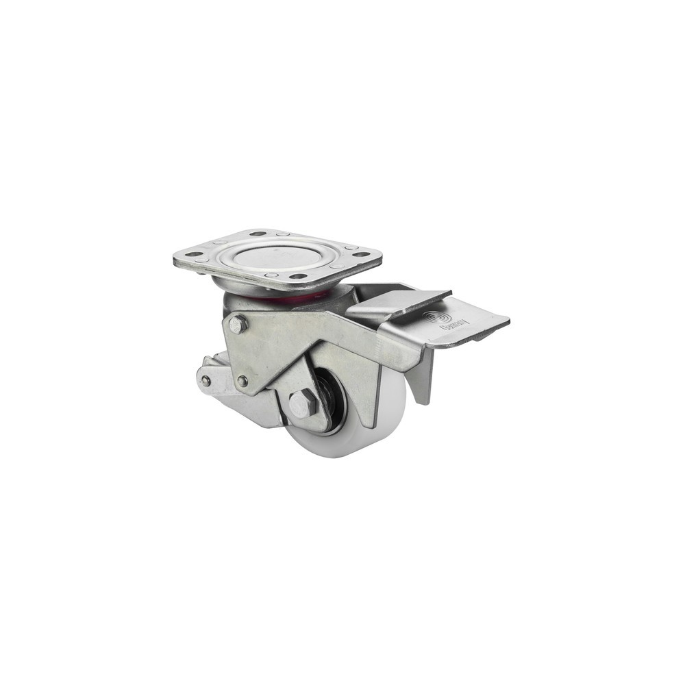 Imagen del producto: Rueda elevadora, de plástico, rueda directriz con bloqueo, rodamiento de bolas, pletina, Ø x ancho 75 x 40 mm, CC 350 kg