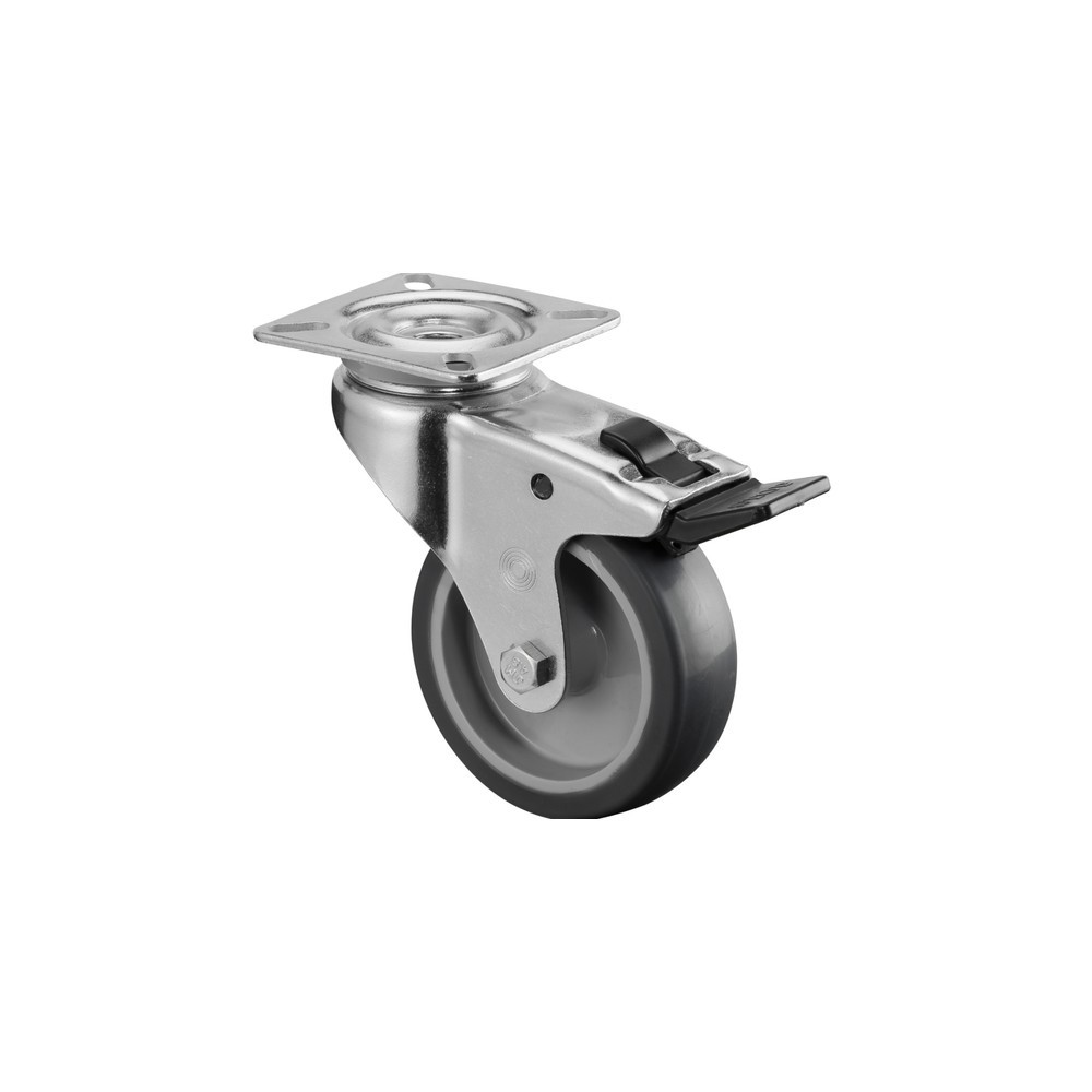 Imagen del producto: Rueda TPE, rueda directriz con bloqueo, cojinete de fricción, pletina, Ø x ancho 75 x 25 mm, CC 60 kg