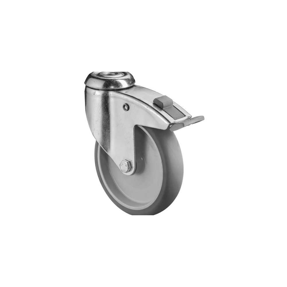 Imagen del producto: Rueda TPE, rueda directriz con bloqueo, versión pesada, cojinete de fricción, orificio único, Ø x ancho 125 x 31 mm, CC 100 kg