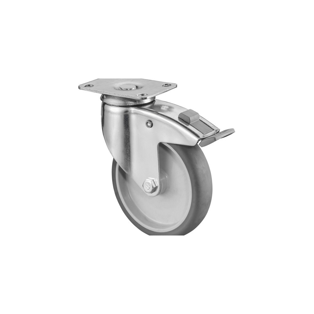 Imagen del producto: Rueda TPE, rueda directriz con bloqueo, versión pesada, cojinete de fricción, pletina, Ø x ancho 125 x 31 mm, CC 100 kg