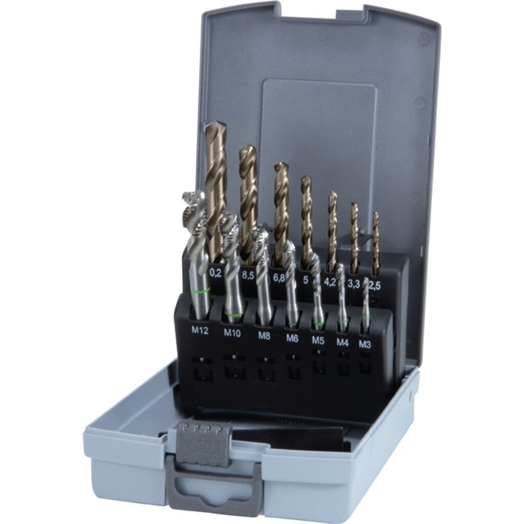 RUKO Maschinengewindebohrerset DIN 371/376 C M3-M12 14tlg.HSS-Co5 Ku.-Kass Produktabbildung: RUKO Maschinengewindebohrerset DIN 371/376 C M3-M12 14tlg.HSS-Co5 Ku.-Kass