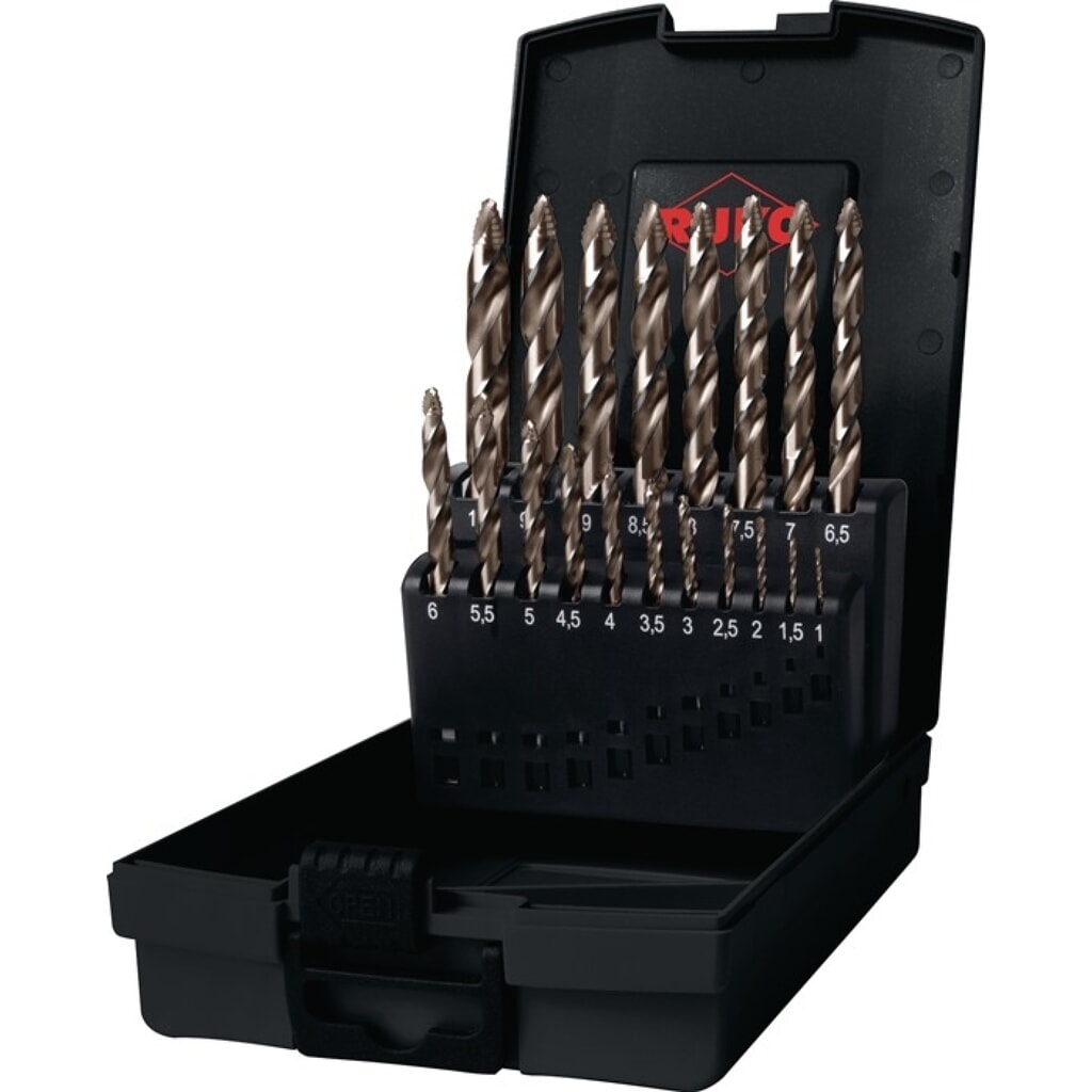 RUKO Spiralbohrersatz DIN 338 ULTIMATECUT FS, Nenn-Durchmesser 1-10x0,5 mm, HSS-Co5 Gold Produktabbildung: RUKO Spiralbohrersatz DIN 338 ULTIMATECUT FS, Nenn-Durchmesser 1-10x0,5 mm, HSS-Co5 Gold