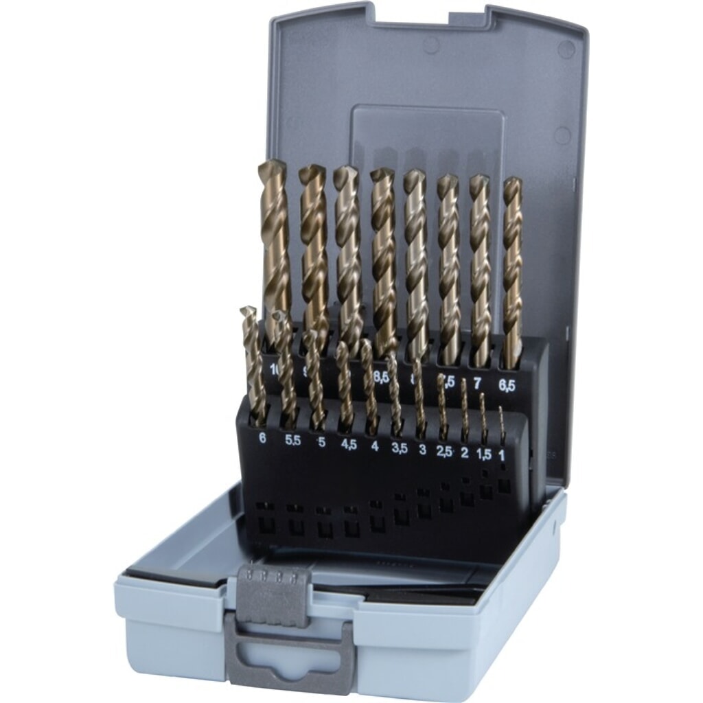 RUKO Spiralbohrersatz DIN 338 Typ VA D.1-10x0,5mm HSS-Co5 19tlg.Ku.-Kass Produktabbildung: RUKO Spiralbohrersatz DIN 338 Typ VA D.1-10x0,5mm HSS-Co5 19tlg.Ku.-Kass
