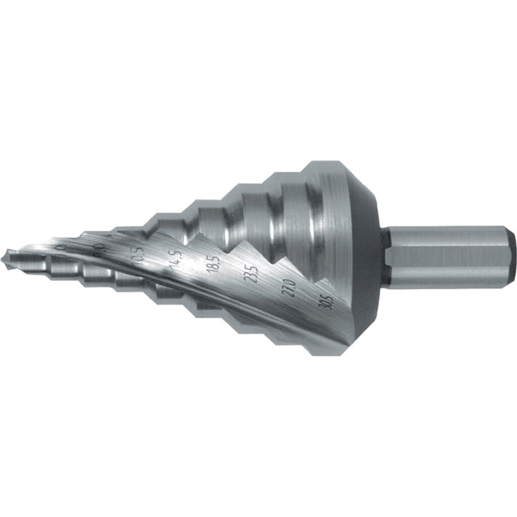 RUKO Stufenbohrer Bohrber.5,3-30,5mm HSS Spiralnut Stufen 9 Produktabbildung: RUKO Stufenbohrer Bohrber.5,3-30,5mm HSS Spiralnut Stufen 9