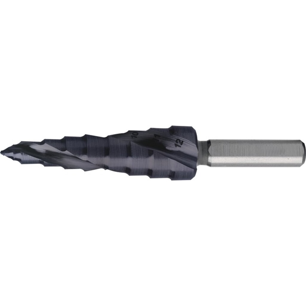 RUKO Stufenbohrer ULTIMATECUT, Bohrbereich 5-12 mm, HSS RUnaTEC spiralgenutet Produktabbildung: RUKO Stufenbohrer ULTIMATECUT, Bohrbereich 5-12 mm, HSS RUnaTEC spiralgenutet