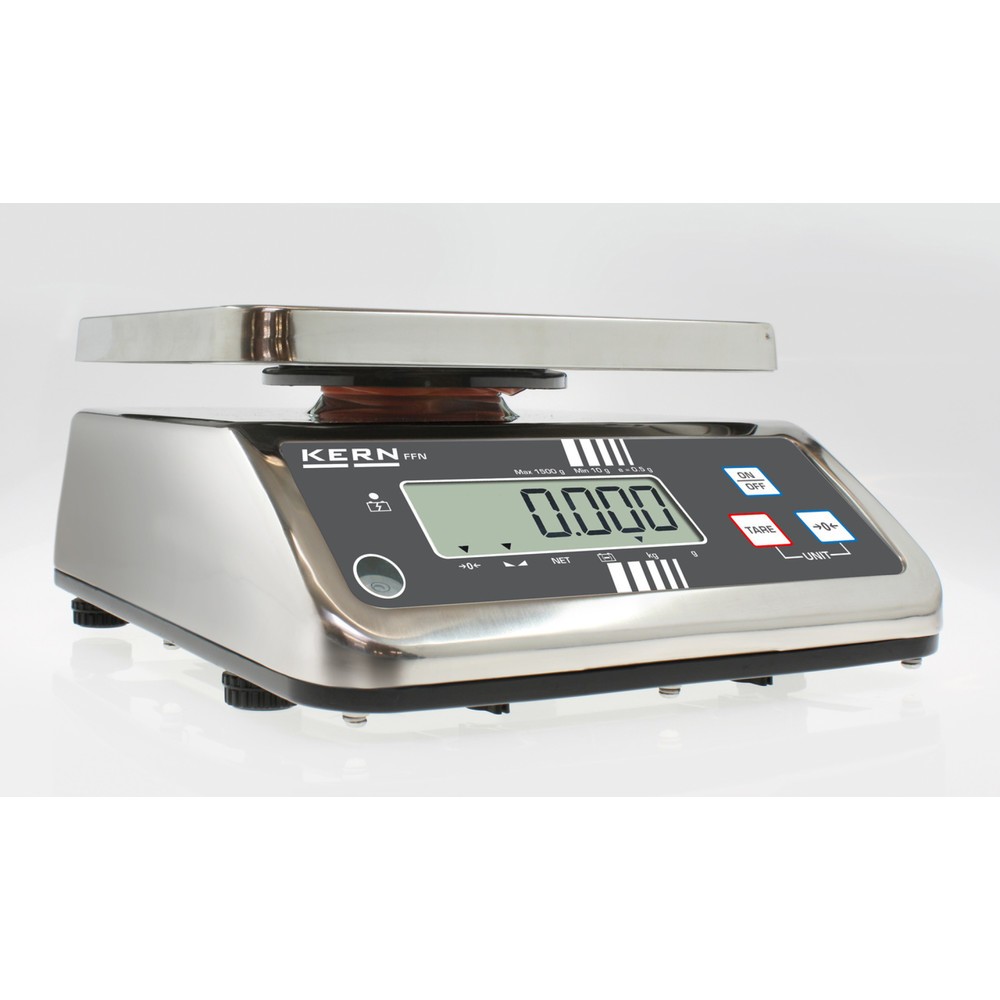 Productafbeelding nr. 2: Rvs tafelweegschaal KERN FFN 3K0.5IPN, beschermingsklasse IP 65, weegvermogen max. 3 kg