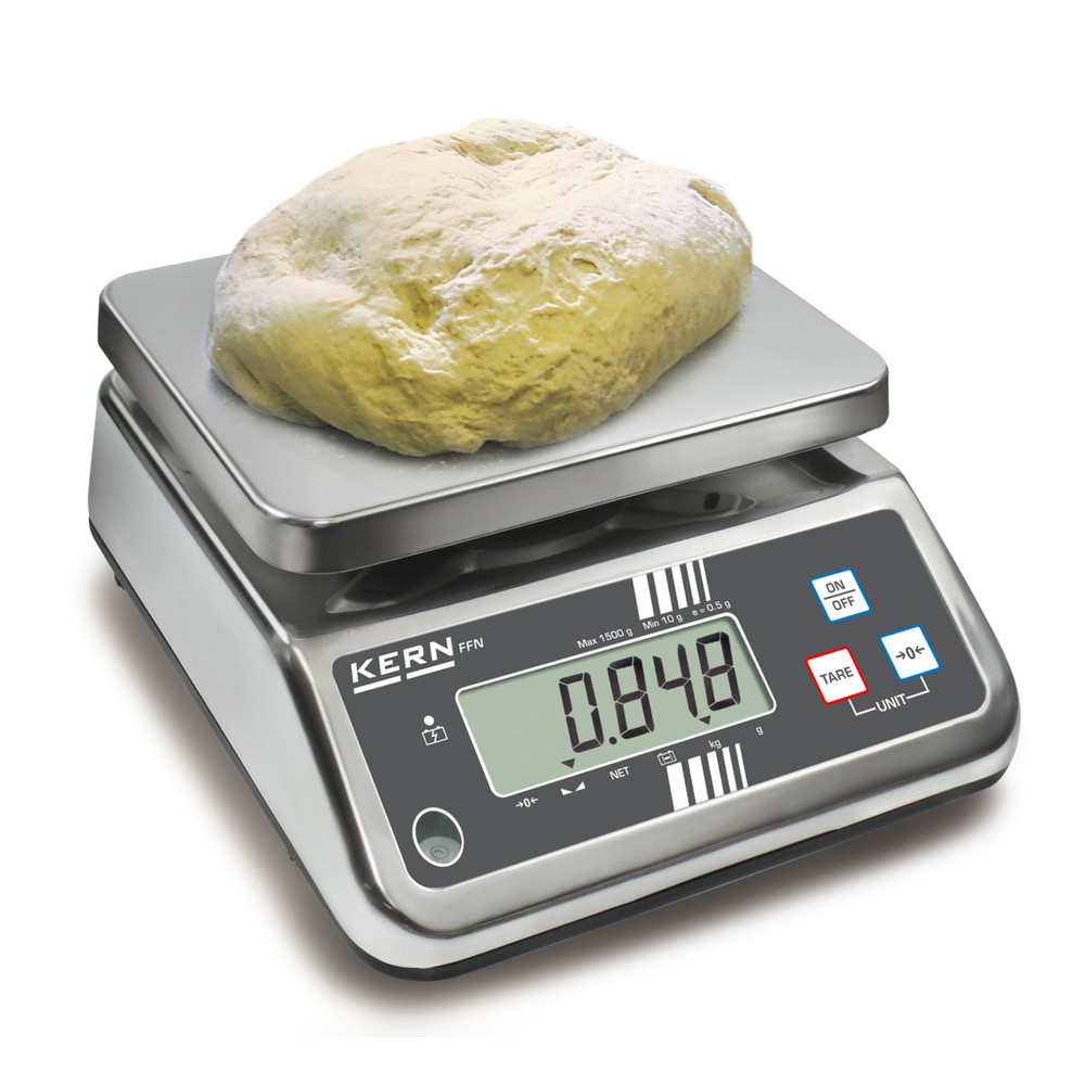 Productafbeelding nr. 3: Rvs tafelweegschaal KERN FFN 3K0.5IPN, beschermingsklasse IP 65, weegvermogen max. 3 kg