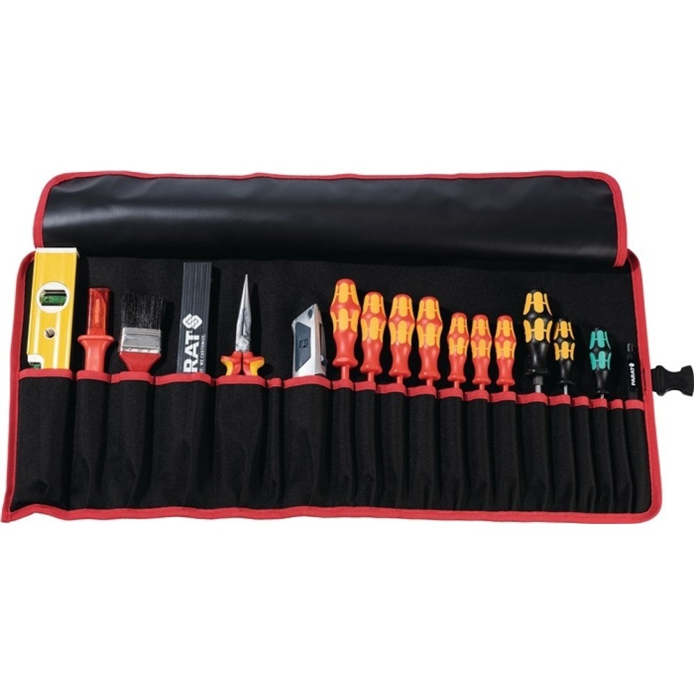 Illustration du produit: Trousse à outils enroulable 8 compartiments L410xH330 mm nylon noir/rouge PARAT
