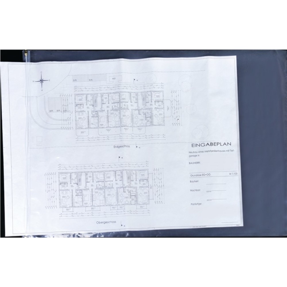 N° de l'image du produit 2 : Pochette de protection pour plans 320 x 440 mm fermeture coulissante 2-côté tran