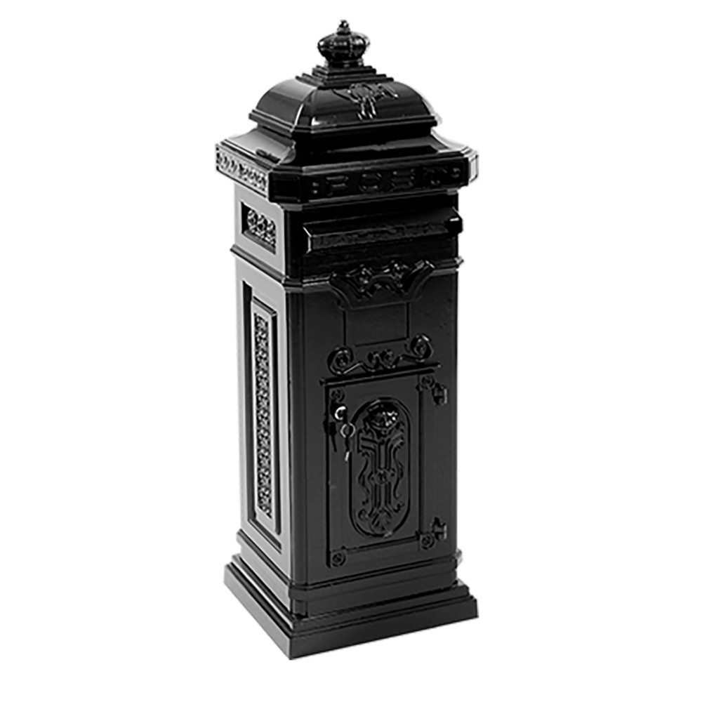 Produktabbildung Nr. 1: Säulen-Briefkasten mit Einwurfklappe, quadratisch, aus verzinktem Stahl, schwarz