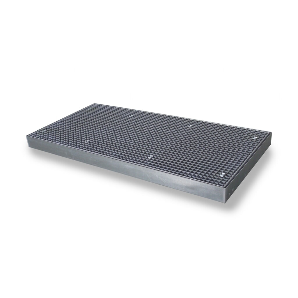 SAFE Flach-Auffangwanne aus Stahl, TK 6.500 kg/m², HxBxT 118 x 2.000 x 1.000 mm Produktabbildung: SAFE Flach-Auffangwanne aus Stahl, TK 6.500 kg/m², HxBxT 118 x 2.000 x 1.000 mm