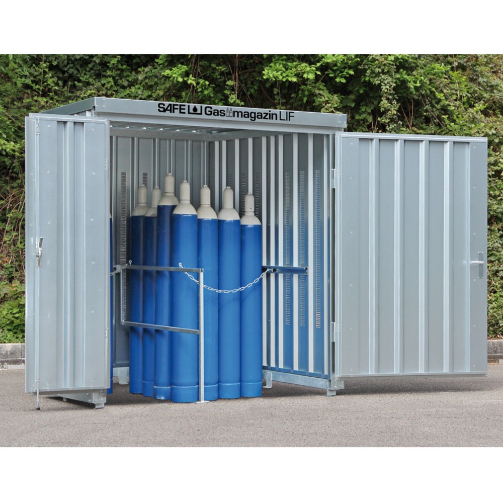 Produktabbildung: SAFE Gasflaschen-Lagercontainer ohne Bodenrahmen, HxBxT 2.250 x 2.100 x 1.140 mm