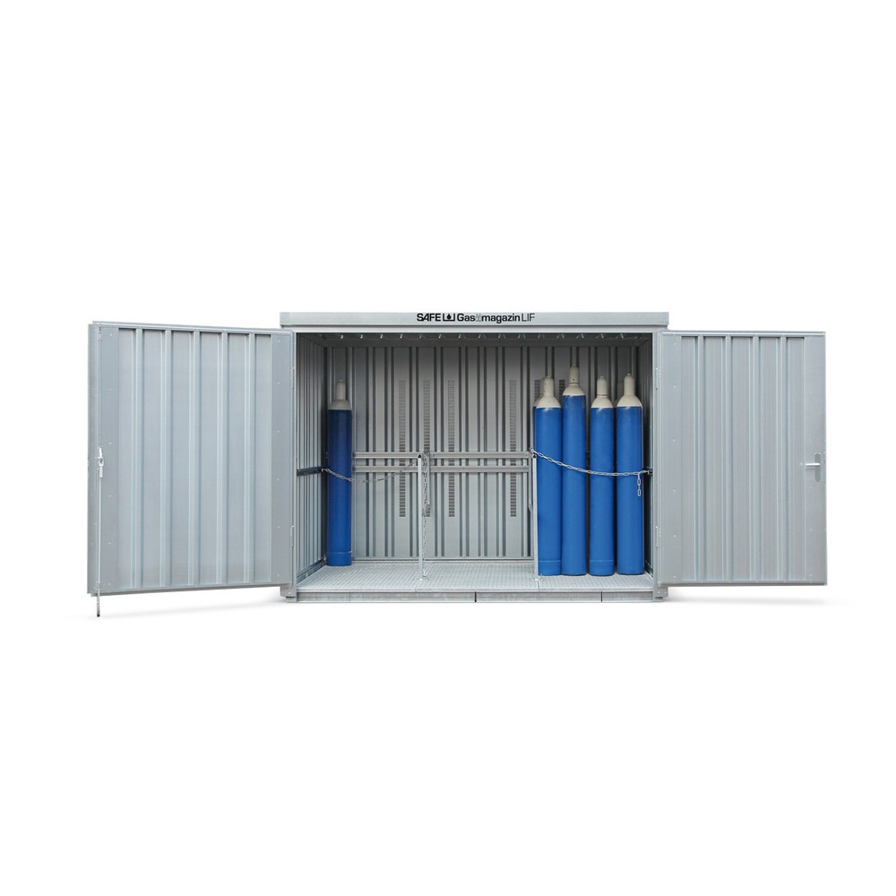 Produktabbildung: SAFE Gasflaschen-Lagercontainer mit Bodenrahmen, HxBxT 2.250 x 3.005 x 2.170 mm