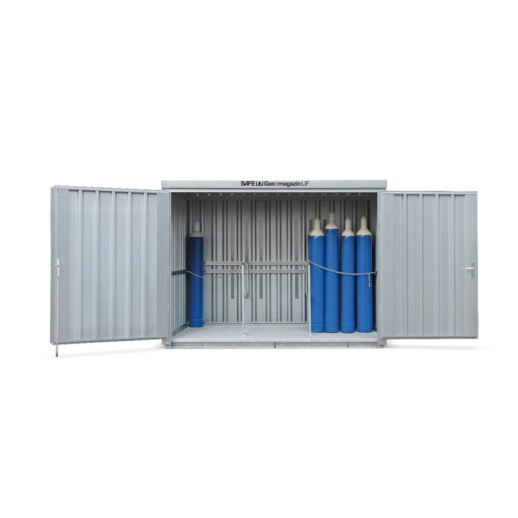Produktabbildung: SAFE Gasflaschen-Lagercontainer mit Bodenrahmen, HxBxT 2.250 x 3.005 x 2.170 mm