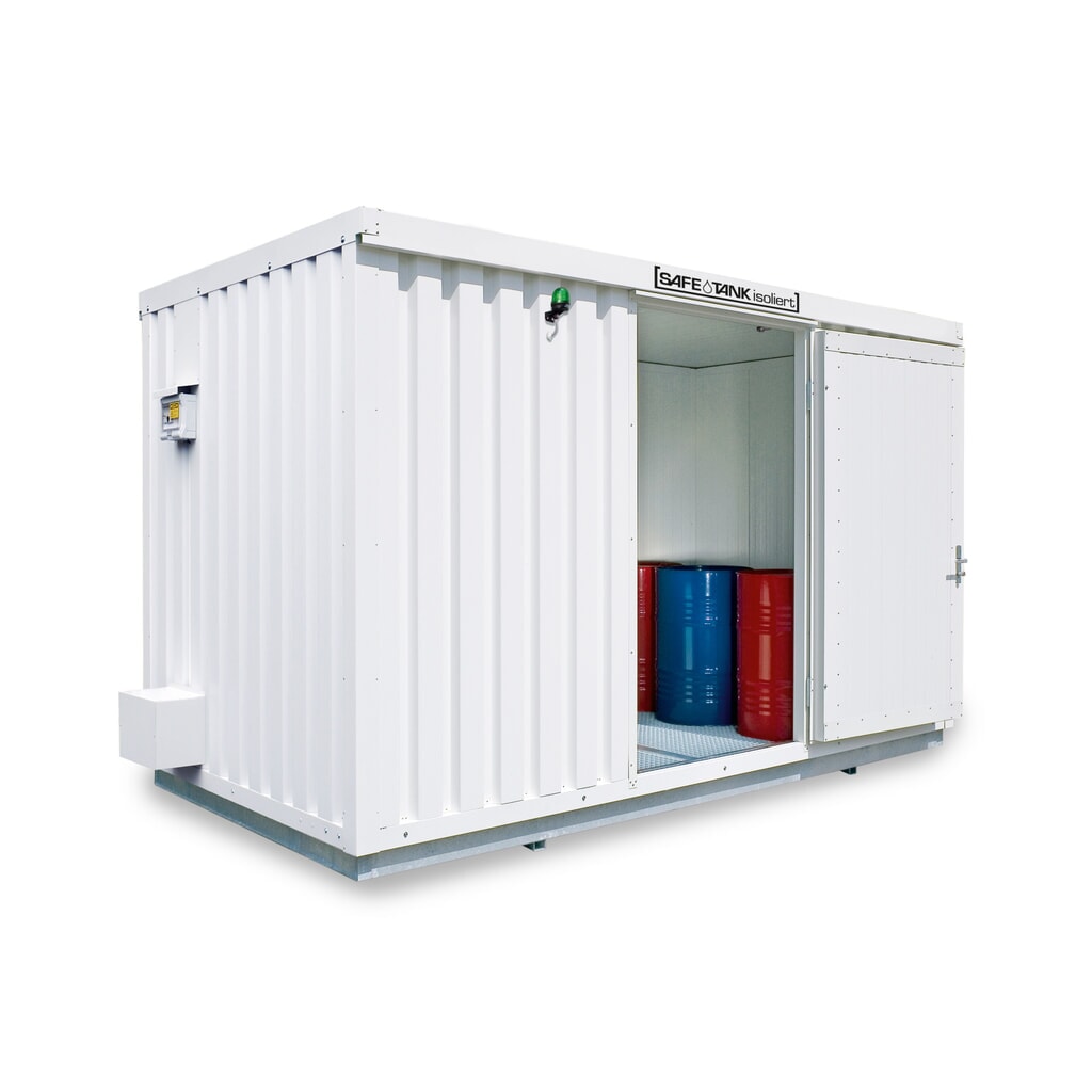 SAFE Tank Gefahrstoffcontainer 1900 ECO, isoliert, energieeffizient durch bedarfsgerechte Lüftersteuerung, Maße außen 6380x2170x2560 mm, Einzelflügeltür, mittig in Breitseite, Lagerfläche 11 m² Produktabbildung: SAFE Tank Gefahrstoffcontainer 1900 ECO, isoliert, energieeffizient durch bedarfsgerechte Lüftersteuerung, Maße außen 6380x2170x2560 mm, Einzelflügeltür, mittig in Breitseite, Lagerfläche 11 m²