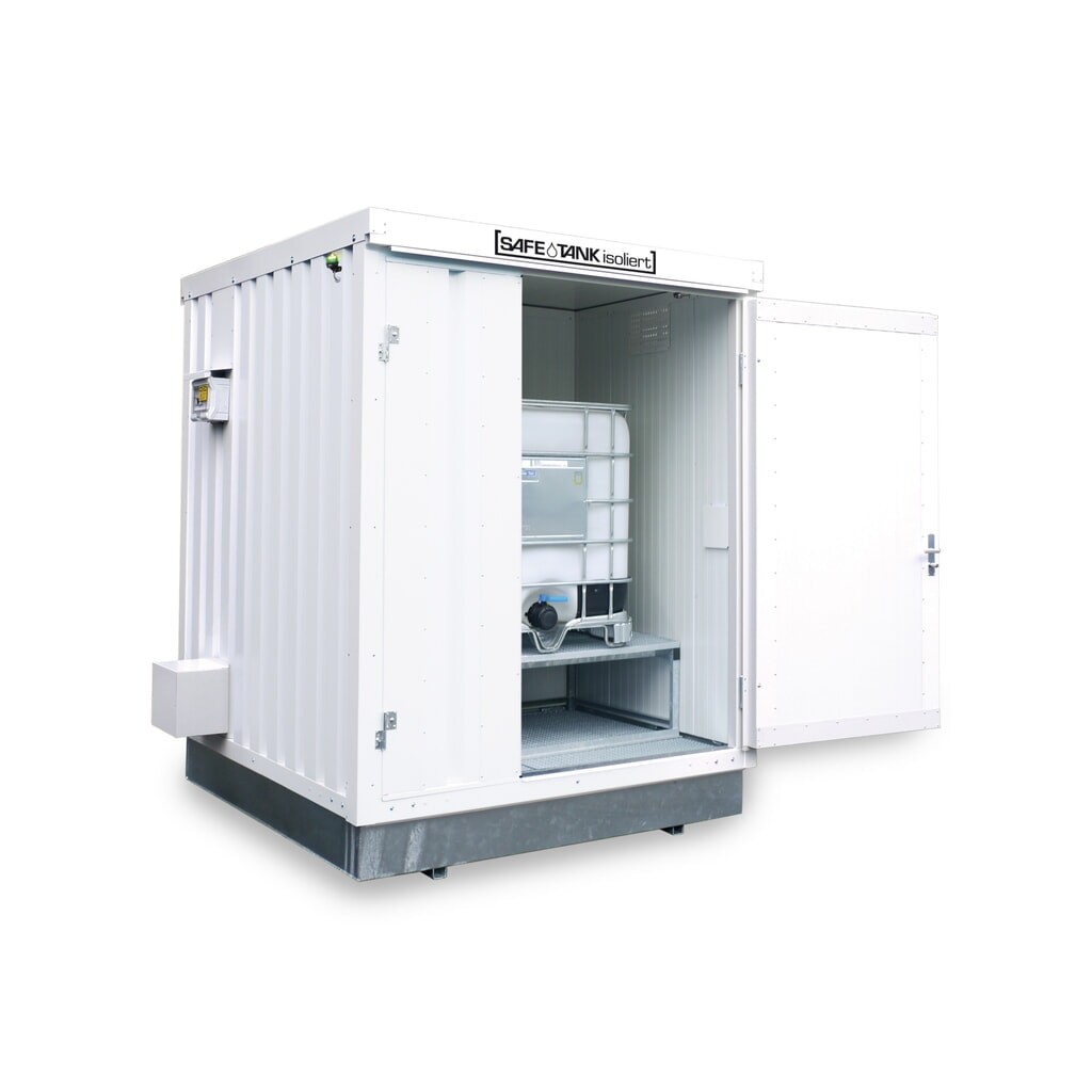 SAFE Tank Gefahrstoffcontainer 400 KTC ECO, isoliert, energieeffizient durch bedarfsgerechte Lüftersteuerung, Maße außen 2400x2170x2650 mm, Einzelflügeltür, mittig in Breitseite, Lagerfläche 4 m² Produktabbildung: SAFE Tank Gefahrstoffcontainer 400 KTC ECO, isoliert, energieeffizient durch bedarfsgerechte Lüftersteuerung, Maße außen 2400x2170x2650 mm, Einzelflügeltür, mittig in Breitseite, Lagerfläche 4 m²