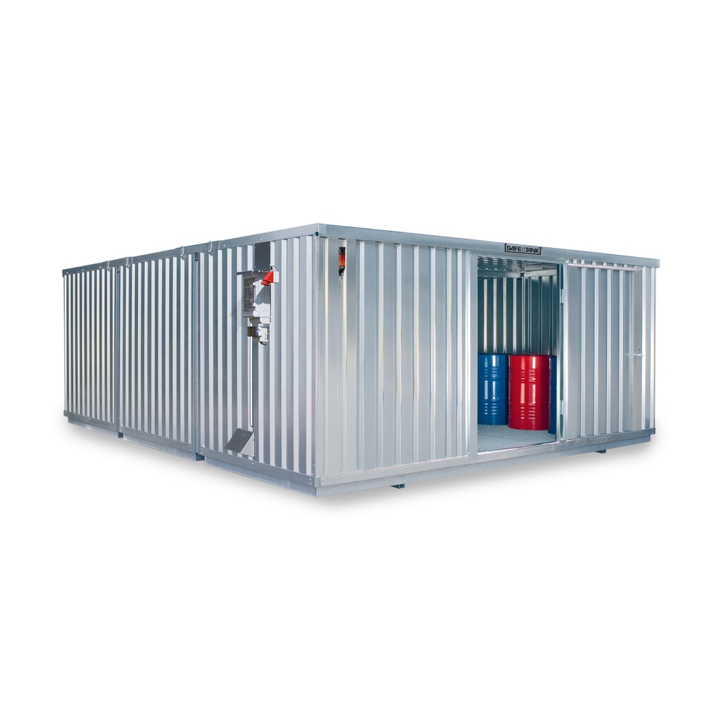 SAFE Tank Gefahrstoffcontainer 5000 CONTROL, automatisierte Explosionsschutzeinrichtung für höchste Energieeffizienz u. Sicherheit, Maße außen 5380x6520x2300 mm, Einzelflügeltür, mittig in der kurzen Seite, Lagerfläche 32 m² Produktabbildung: SAFE Tank Gefahrstoffcontainer 5000 CONTROL, automatisierte Explosionsschutzeinrichtung für höchste Energieeffizienz u. Sicherheit, Maße außen 5380x6520x2300 mm, Einzelflügeltür, mittig in der kurzen Seite, Lagerfläche 32 m²